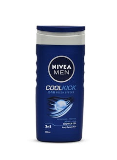 Buy NIVEA MEN 3in1 Shower Gel Body Wash, Cool Kick 24h Fresh Effect Masculine Scent, 250ml in Saudi Arabia