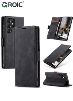 Buy For Samsung Galaxy S24 Ultra Case, Luxury Leather Wallet Cover, Leather Wallet Case Classic Design with Card Slot and Magnetic Flip Folding Case,Samsung S24 Ultra Phone Shell 6.8'' in UAE