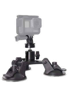 اشتري Triple DSLR Camera Mount Suction Cup Holder for GoPro Hero 9 8 7 6 5/4/3 DJI Osmo Sjcam Yi Action في الامارات