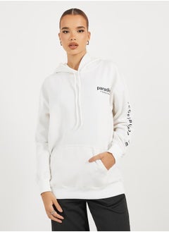 Buy Regular Fit Longline Slogan Hoodie in Saudi Arabia