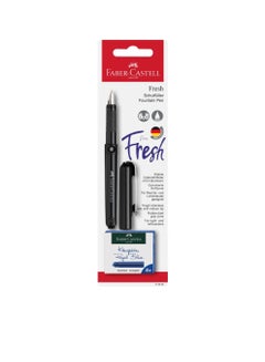 Buy Faber-Castell Fresh School Fountain Pen, Black, Great Fountain Pen For Beginners And Writing Experts, For Right And Left handers, Made In Germany in UAE