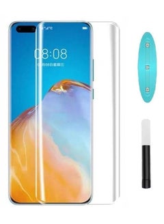 Buy For Huawei P40 Pro Curved UV Tempered Glass Screen - Full Adhesive - Clear in Egypt