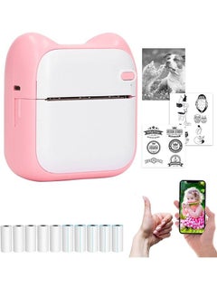 Buy Mini Photo Printer for iPhone/Android,1000mAh Portable Thermal Photo Printer with 5 Rolls Sticker and 5 Rolls of Thermal Paper,for Gift Study Notes Work Children Photo Picture Memo in Saudi Arabia