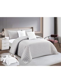 Buy 100% Microfiber King Size Bedspread for Two People, Geometric Design Bed Cover, Reversible, Set of 6, King Size 250X230 cm in Saudi Arabia