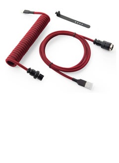 Buy Pro Custom Coiled USB C Cable for Gaming Keyboard, Double-Sleeved Mechanical Keyboard Cable with Detachable Metal Aviator, 1.5M USB-C to USB-A, Red Color in Saudi Arabia