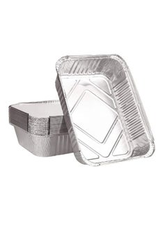 Buy Disposable Aluminium Rectangle Containers 1900ml With Lids Heavy Duty Aluminum Foil Trays Containers with Board Lids for Cooking, Roasting, Baking - Pack Of 20 Pieces. in UAE