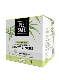 Buy PeeSafe 100% Organic Cotton Panty Liners, Biodegradable Bamboo Core, Extra Soft Surface, Curved For Discharge, Antibacterial, Chlorine Free & Fragrance Free, - 15 liners in Saudi Arabia