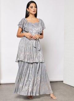 Buy Shimmer Tiered Maxi Dress in UAE