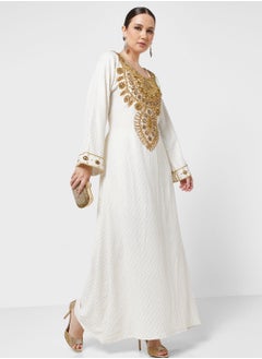 Buy Embellished Square Neck Jalabiya in UAE