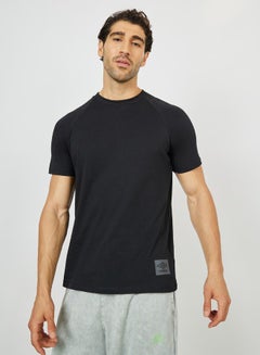 Buy Logo Patch Detail Crew Neck T-Shirt with Short Sleeves in Saudi Arabia