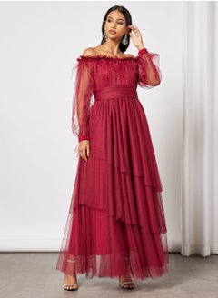 Buy Asymmetrical Layered Tulle Dress in Saudi Arabia