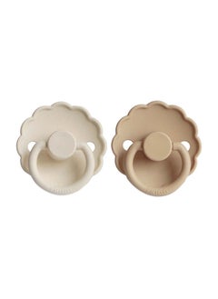 اشتري Pack Of 2 Daisy Silicone Baby Pacifier 0-6M, Cream/Croissant - Size 1 في السعودية