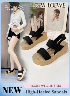 Buy Wedge Sandals for Women Comfortable Open Toe Sandals Casual Summer Buckle Open Toe Ankle Strap Platform Sandals Platform Wedge Heels Sandals Rubber Sole Shoes in Saudi Arabia