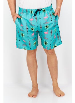 Buy Men Allover Print Drawstring Board Short, Green Combo in UAE