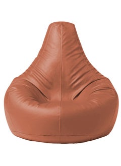 Buy Faux Leather Tear Drop Recliner Bean Bag with Filling Creamy Brown in UAE