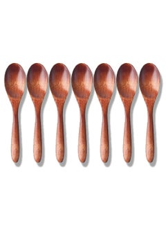 Buy 5.70" honey spoon, 7pc wooden eating set, mini teaspoons for cooking & mixing, eco-friendly kitchenware. in UAE