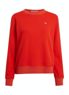 Buy Women's Cotton Terry Badge Sweatshirt -  cotton blend terry, Red in Saudi Arabia