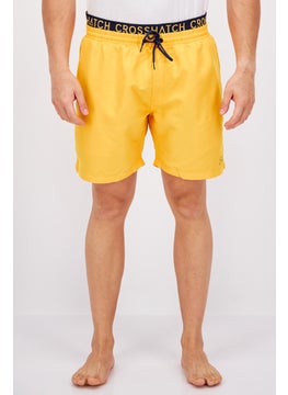 اشتري Men Brand Logo Board Shorts, Swimwear, Yellow في الامارات