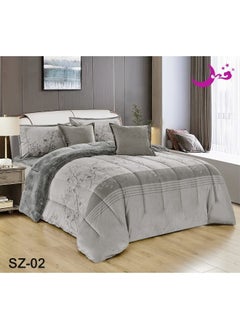 Buy 6 Pieces Winter Comforter Set One Velvet Side And One Side Fur Queen Size 230x250 cm in Saudi Arabia