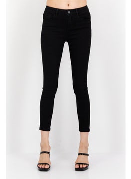 Buy Women Slim Fit Stretchable Plain Denim Jeans, Black in Saudi Arabia