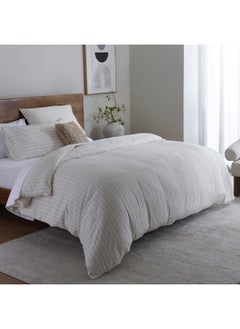 Buy Sanctuary Linen Broadway Stripe 3-Piece Super King Duvet Cover Set 260X220Cm - Natural in UAE