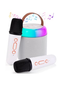 Buy Wireless Bluetooth Dual Karaoke Microphone Speaker Microphone Integrated Machine with LED Lights in Saudi Arabia