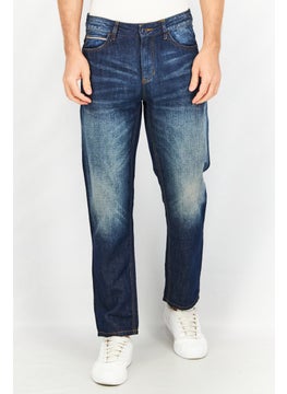 اشتري Men Carrot Fit Washed Denim Jeans, Blue في السعودية