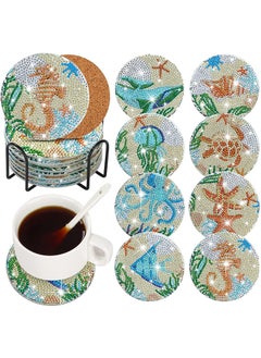 Buy DIY Diamond Painting Coaster with Acrylic Cartoon Tea Cup, Heat Insulation Mat for Desk Protection in UAE