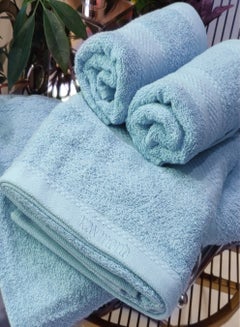 اشتري Raymond Home 100 % Cotton Quick Dry Highly Absorbent Thick Bath Towel and Hand Towel for Hotel Spa and Home Highly Soft 500 GSM Color Sky Blue -  (2 Bath Towel  & 2 Hand Towel)- (70 * 140 CM) في الامارات