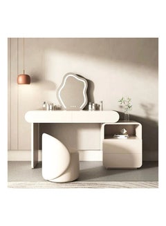 Buy Dressing Table With Mirror, Modern Solid Wood Vanity Table, White Make up Table with Storage Drawers Cabinet for Bedroom Women's Dresser Gift Decor in UAE