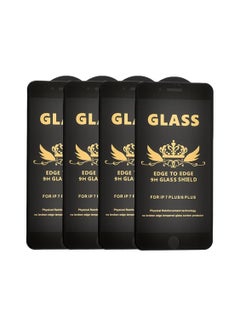 Buy G-Power 9H Tempered Glass Screen Protector Premium With Anti Scratch Layer And High Transparency For Iphone 7 Plus Set Of 4 Pack 5.5" - Black in Egypt
