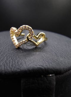 اشتري Beautiful Crystal Double Heart Adjustable Ring High Quality Cubic Zirconia Fashion Ring for Women and Girls Free Size Gift for Women and Girls with an attractive gift box في الامارات