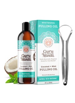 Buy Coconut & Peppermint Oil Pulling with Tongue Scraper - Alcohol Free Mouthwash for Fresh Breath, White Teeth & Healthy Teeth & Gums in Saudi Arabia