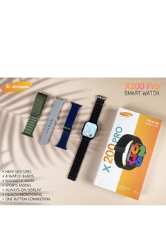 Buy X200 Pro Smart watch Newo Gestures with 3+1 Straps - Black Case in Egypt