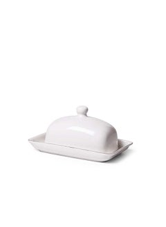 اشتري Butter Dish With Lid White Porcelain Aleksa Series, Dishwasher Safe, Covered Dish for Cheese, for Salted, Unsalted and Coconut Spread في الامارات