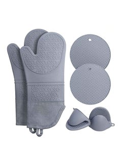  RFAQK Oven Mitts and Pot Holders Sets- Extra Long Silicone Oven  Mitts, Oven Mitts Heat Resistant with Quilted Soft Liner and Mini Oven  Mittens Sets for Kitchen, Baking, Grill and BBQ-Green (