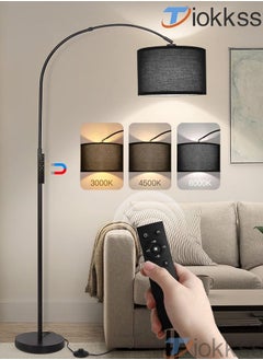 Buy Floor Lamp with Remote Control 3 Color Temperature and Brightness Adjustable Standing Lamp with Black Shade Pole Lamp for Bedroom Office Bulb Included in Saudi Arabia