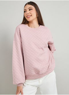 اشتري Oversized Solid Textured Sweatshirt في السعودية