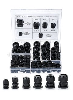 Buy Cable Gland, 50PCS Nylon Npt Waterproof Cable Connector, PG7, PG9, PG11, PG13.5, PG16, PG19, 3-16 mm Cable Glands, Waterproof Cable Connector with Lock Nut, Black in UAE