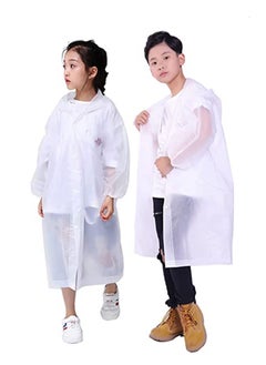 اشتري Raincoat for Kids, 【2 Pack】 EVA Coat Reusable Poncho Jacket for Boys and Girls 6-13 Years Old, Emergency Gear for Outdoor Camping Hiking Traveling School في الامارات