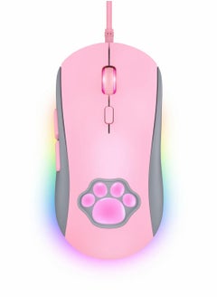 اشتري Pink Gaming Mouse, Silent Wired Gaming Mouse USBwith 6 Adjustable DPI Up to 7200, RGB Lighting, 6 Programmable Buttons for Windows/Vista/Linux في الامارات