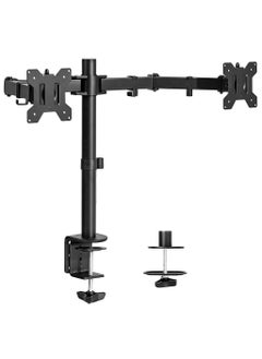 Buy Dual Monitor Desk Mount, Heavy Duty Fully Adjustable Steel Stand, Holds 2 Computer Screens up to 30 inches and Max 22lbs Each, Black in UAE