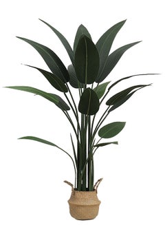 Buy Artificial Tree Fake Plant Potted Faux Tree Decorative Greenery with Realistic Green Birds of Paradise Banana Leaf & Plastic Pot for Home Decoration Office Indoor Outdoor Balcony Living Room 110cm in Saudi Arabia