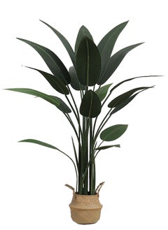 Buy Artificial Tree Fake Plant Potted Faux Tree Decorative Greenery with Realistic Green Birds of Paradise Banana Leaf & Plastic Pot for Home Decoration Office Indoor Outdoor Balcony Living Room 110cm in Saudi Arabia