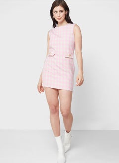 Buy Checked Pocket Detail Dress in UAE