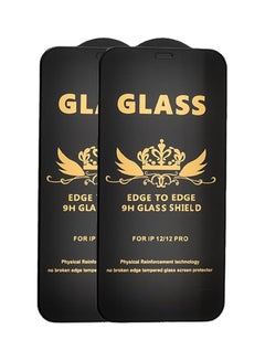 Buy G-Power 9H Tempered Glass Screen Protector Premium With Anti Scratch Layer And High Transparency For Iphone 12 Set Of 2 Pack 6.1" - Black in Egypt