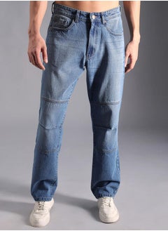 Buy Cut & Sew Panel Mid Rise Straight Fit Jeans in Saudi Arabia