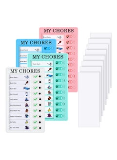 اشتري 4 Pcs Blank Chore Chart for Multiple Kids, Plastic Checklist Board with 10 Detachable Cardstock for Home Routine Planning (My Chores) في السعودية