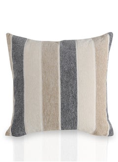 Buy Chenille Striped Cushion Cover -Grey, Polyester, 45 X 45 Cms, 1-Piece in UAE