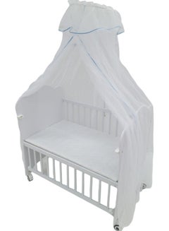 Buy Portable Iron Baby Cot With Mosquito Net White in Saudi Arabia